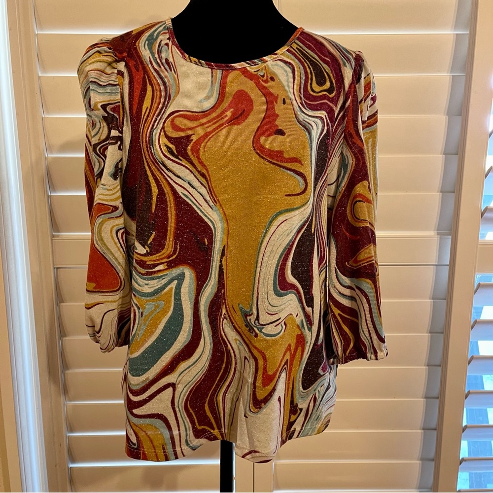 Multicolor gold sparkle blouse by So It Is